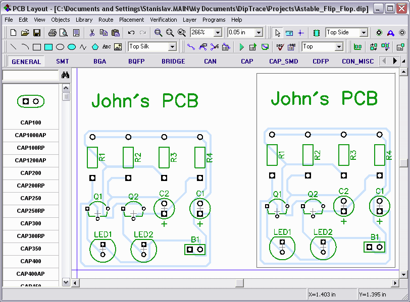 Abbiamo ottenuto la seconda copia del nostro PCB ed i Reference Designator non sono stati cambiati. Inoltre dovreste mettere il contorni e forse disporre board cutout shapes.