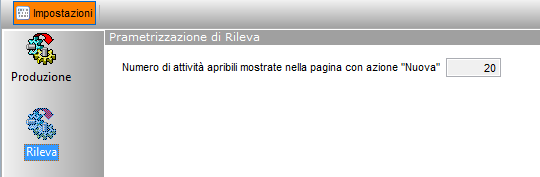 7 Rileva 1.6 7.1 Configurazione Produzione E stata creata una nuova maschera con la quale poter configurare la rilevazione della produzione gestita con Rileva. 7.1.1 Produzione\Configurazione Dal treeview di Arca evolution si accede alla configurazione della produzione selezionando la voce Produzione/Configurazione.