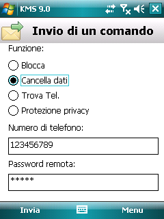 G U I D A D E L L UT E N T E Abilitando la funzione, è possibile eliminare dal dispositivo i dati personali utilizzando i seguenti metodi: Utilizzando il comando Invia.