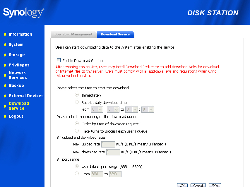 Download Station Il Synology Server può scaricare file da Internet attraverso BitTorrent, FTP e HTTP.
