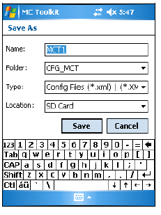 4.3.7 Salvataggio della configurazione in un file 1. Selezionare il pulsante Save to File (Salva su file) nel DE MAIN MENU (Menu principale di DE).