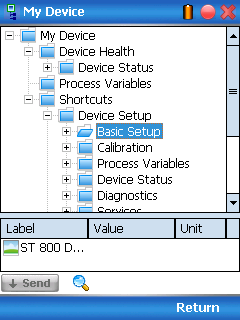 In alternativa, è possibile accedere a tutte le funzioni EDDL selezionando la scheda My Device (Il mio dispositivo). Spostarsi tra i menu per accedere alle diverse funzioni.