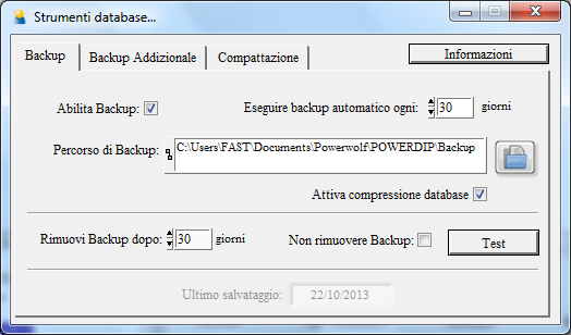 A questo punto si consiglia di registrare il database (registra database), ossia di aggiungere il database alla lista dei database riconosciuti dal software.