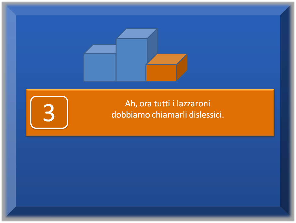 Arriviamo al podio Al 3 posto troviamo Ah, ora tutti i lazzaroni dobbiamo chiamarli dislessici.