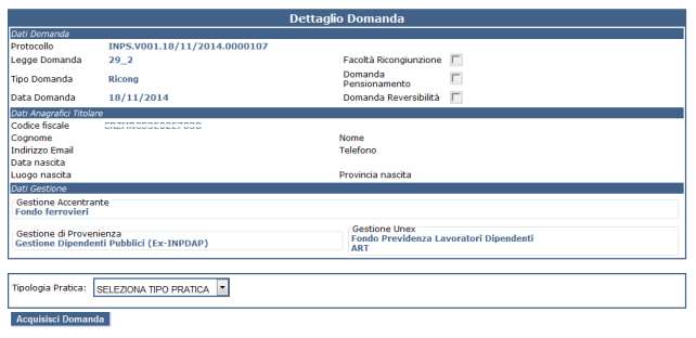 la sezione con indicate le gestioni di provenienza e la gestione accentrante Figura 6 A questo punto l operatore, in base al tipo di legge a cui fa