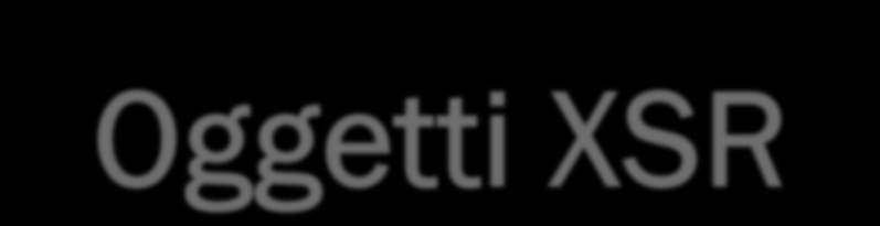 Oggetti XSR XSR supporta la creazione di una copia dell informazione contenuta in un XML Schema Tale informazione viene utilizzata per validare e processare le istanze di documenti XML memorizzate