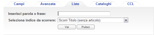 Fig 3.5: Form dati per la ricerca nelle Liste[Cat]. 3.2.