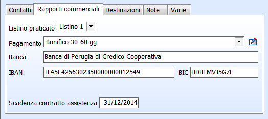 Rapporti commerciali Ad ogni anagrafica è possibile associare delle condizioni commerciali che verranno successivamente proposte dal programma in fase di creazione di un nuovo documento (durante la