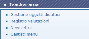 L area di lavoro varia di funzionalità a seconda dell utente che effettua l accesso (studente o docente).