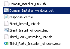Esempio: Aggiornamento di un orchestrator non cluster dal rilascio 4.1 SP01 alla 4.2 su Windows 4. Accedere alla cartella DVD1 sul supporto di installazione e avviare Domain_Installer_windows.bat. 5.