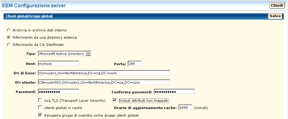 Prerequisiti per l'installazione dell'orchestrator di dominio Riferimento agli utenti globali di Microsoft Active Directory (CA EEM r8.4) Durante l'installazione di CA EEM r8.