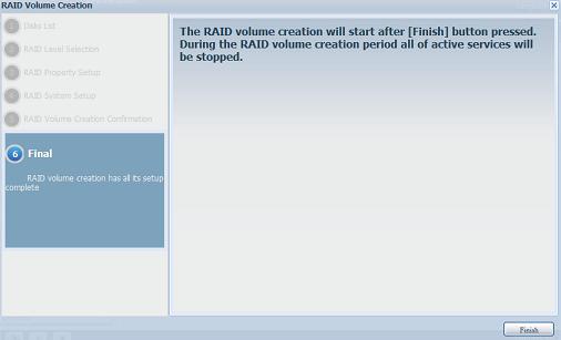 NOTA Potrebbe occorrere del tempo per creare un volume RAID, in base alle dimensioni dei dischi rigidi e