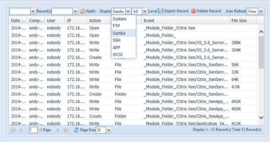 3. iscsi (se applicabile): Accesso e uscita utenti. 4. Samba: Eliminazione di file utente, creazione di cartelle, apertura di cartelle, lettura, rinomina e la scrittura di oggetti. 5.