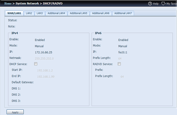 VLAN NOTA Utilizzare le impostazioni Frame jumbo solo in ambiente Gigabit in cui tutti gli altri client dispongono dell'impostazione Frame jumbo abilitata.