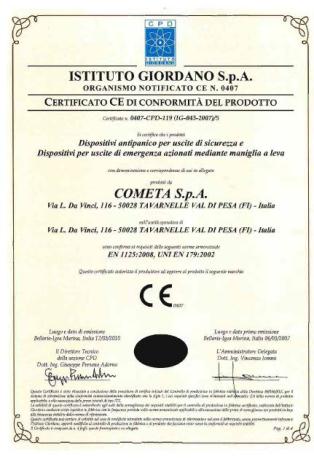 Serrature ANTIEFFRAZIONE per uscite di emergenza Co404NCQ Certificata EN 179 UNI EN