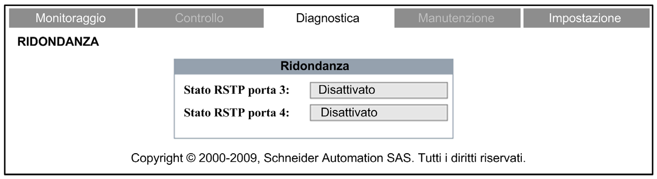 Pagine Web integrate Ridondanza Introduzione Usare la pagina Ridondanza per attivare e disattivare il protocollo RSTP (Rapid Spanning Tree Protocol) per le porte 3 e 4 dello switch.