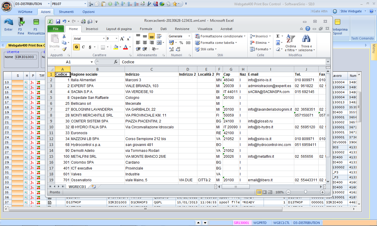 EXPORT SPOOL TO EXCEL IL RISULTATO DELL ESPORTAZIONE E UN FOGLIO EXCEL