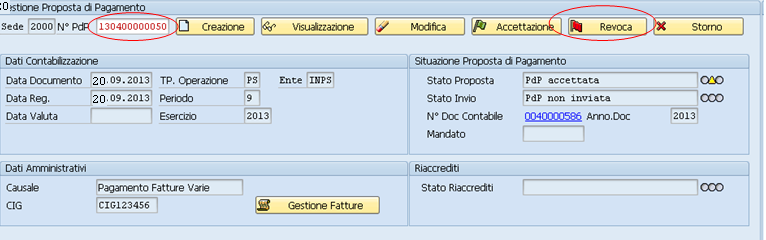 Fig. 6.5 Gestione della proposta: visualizzazione storico date. L accettazione implica la predisposizione dei dati per l invio alla sede centrale.