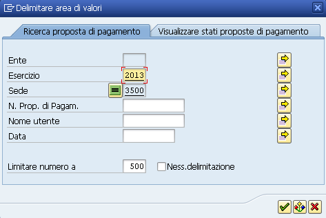 Posizionandosi sul tab Escludere Valori Singoli, è possibile escludere un impegno.