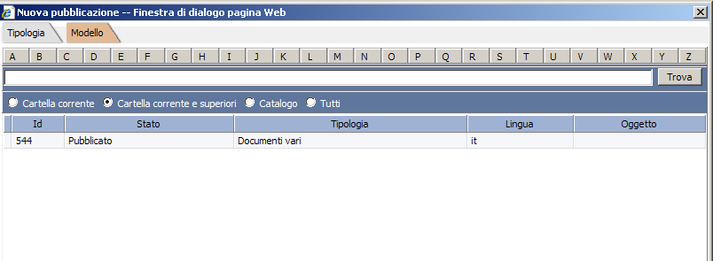 Modello di documento collegato alla pubblicazione E anche possibile inserire nel modello un documento template che verrà collegato alla pubblicazione che verrà generata ed è anche possibile, con un