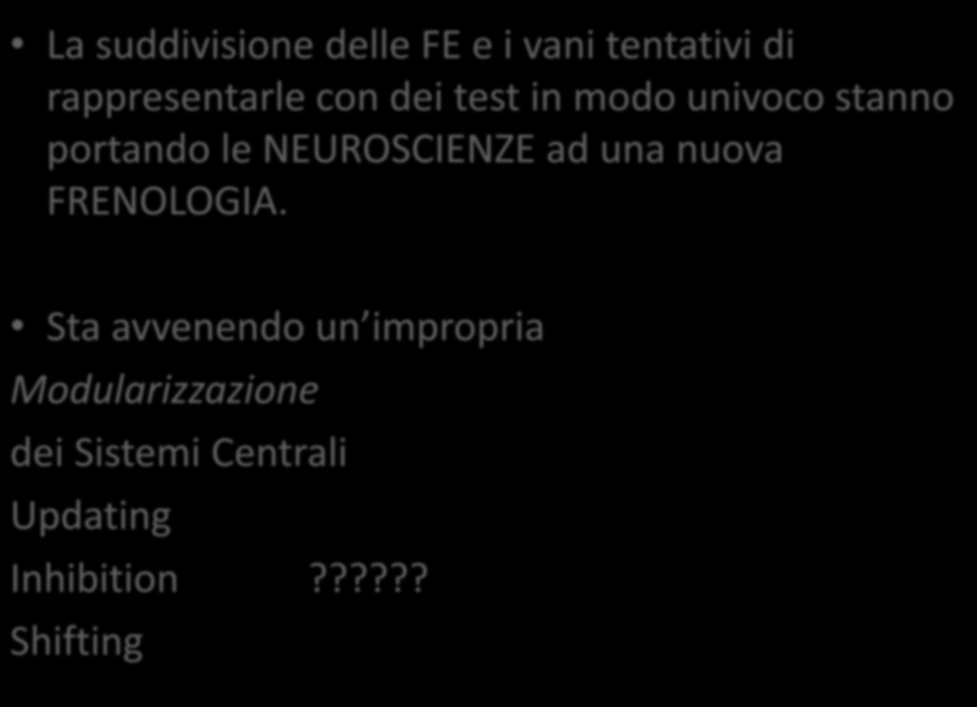 La suddivisione delle FE e i vani tentativi di rappresentarle