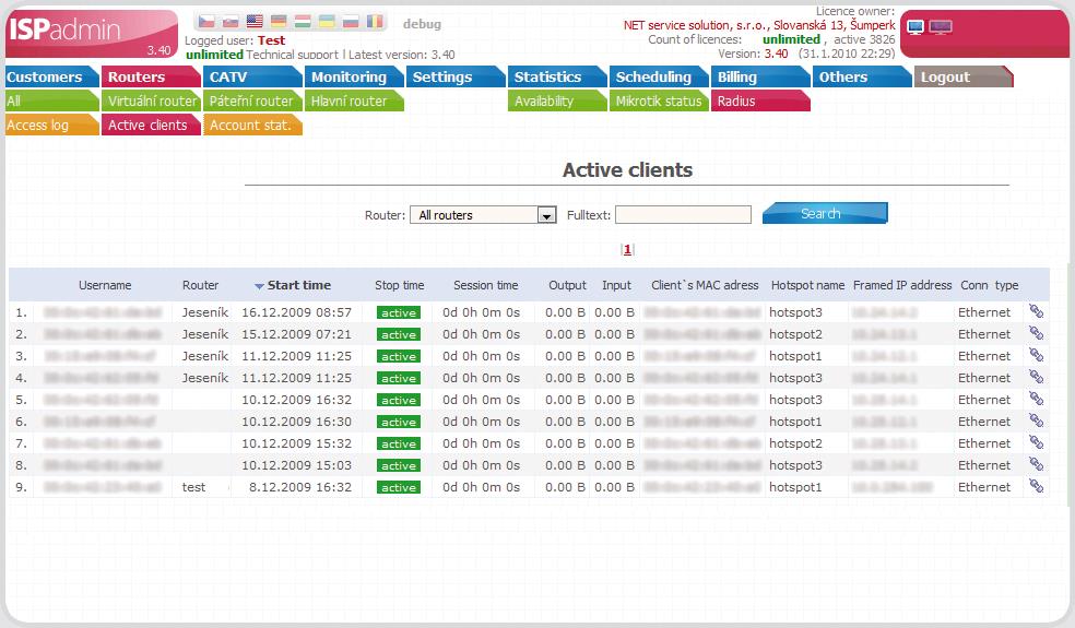 Modulo Radius server Completamente integrato Autenticazione con Name e Password o via MAC address Possibilità di autorizzare WINbox o SSH via Radius Blocco utenti in accordo con I