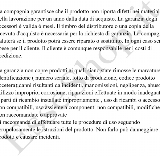 Appendice D. Informazioni Garanzia Grazie per aver scelto questo prodotto.