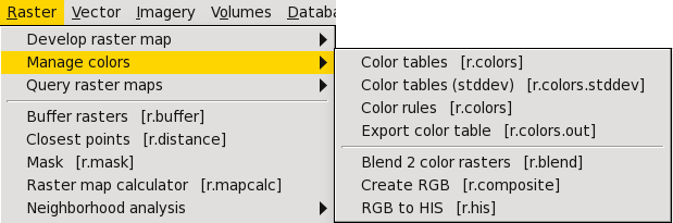 definire i colori per una carta raster In alternativa, utilizzare direttamente r.