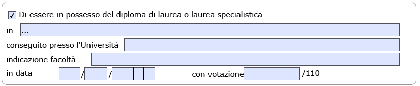 3.1.3. ATTESTAZIONE TITOLO PER CORSI SPECIALIZZAZIONE, MASTER, STAGE E DOTTORATI Per le domande di Corsi di Specializzazione, Dottorati di ricerca, Master Universitari o Corsi Universitari di