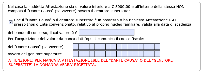 Pagina 14 3.6 ATTESTAZIONE ISEE Per i diversi tipi borsa è necessario compilare la sezione relativa all attestazione ISEE.