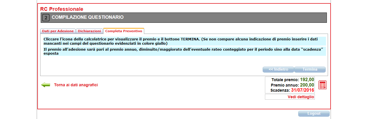 come si può elaborare un preventivo? STEP 5 ATTENZIONE!