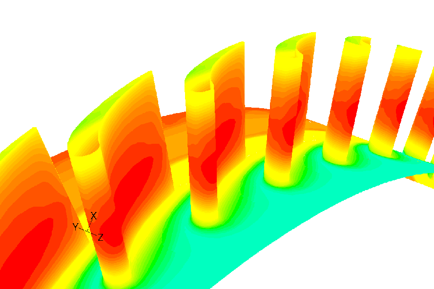 3D CFD Simulation on Aircraft Axial Turbin Stage with Wake & Vortex Shedding Analysis on Turbine Blades [FLUENT] Large Eddy Simulation (LES) provides high resonable results on