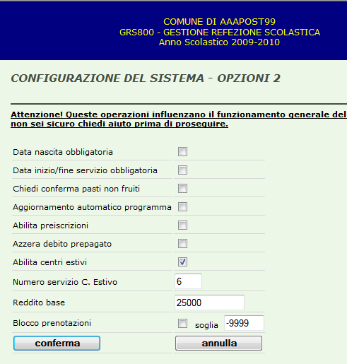 Negozi collegati: se spuntata il programma gestisce le trasmissioni provenienti da POS installati presso esercizi convenzionati Buoni virtuali: se spuntata il programma opera in modalità pre pagato,