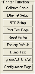 5. Fare clic sul tasto Ethernet Setup (Configurazione Ethernet ) dal gruppo Printer Function (Funzione stampante) nella scheda Printer Configuration (Configurazione stampante) per impostare indirizzo