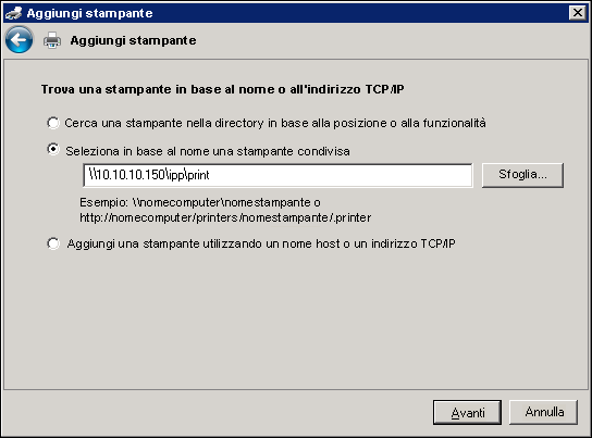 STAMPA DA WINDOWS 58 NOTA: ipp/print è sensibile al maiuscolo/minuscolo.