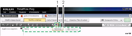 4 Modifica dei lavori Nella schermata [Aggiungi sovrapposizione immagine] è possibile eseguire le seguenti operazioni: Specificare un nome per una nuova sovrapposizione immagini.