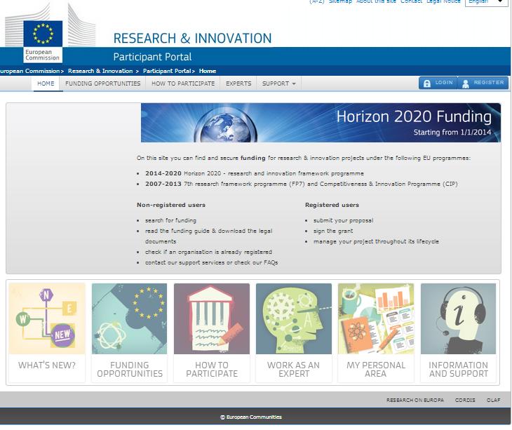 RESEARCH PARTICIPANT PORTAL http://ec.europa.