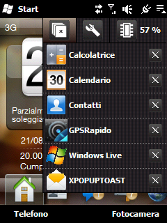 38 Capitolo 1 Introduzione 1.10 Menu rapido Il menu Rapido, che può essere aperto dall angolo superiore destro dello schermo, mostra i programmi in esecuzione.