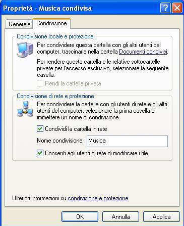 Per alter informazioni riguardanti la condivisione delle cartelle, di una stampante o di una connessione ad internet, o l uso di Windows, fai riferimento alla guida in linea di Windows. 4.3.2.