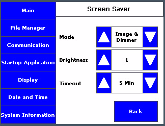 Modalità di configurazione Capitolo 2 5. Nel menu a tendina, selezionare il tempo di timeout per il salvaschermo. 6. Trascinare il cursore per regolare la luminosità del salvaschermo. 7.