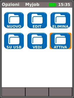 Uso del menu Lavori Selezionare l'icona LAVORI nella schermata principale. Sul display viene visualizzata la schermata Lavoro, Fig. 55.