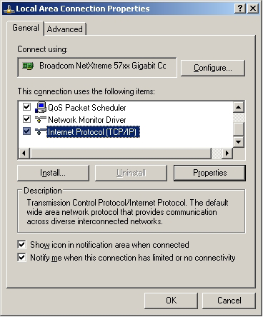 Comandi utente 3. Fare clic con il pulsante destro del mouse su Connessione alla rete locale (LAN) e scegliere Property. 4.