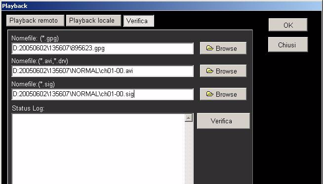 VDL4 - REMOTE - MANUALE D USO Stop Per fermare la riproduzione di video. 3.4 Verifica della firma digitale La firma digitale consente di autenticare un file video esportato dall unità.