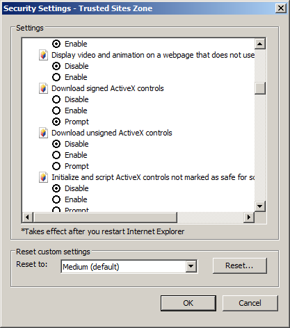 ADMIN & 1234 Selezionare abilita per tutte le opzioni relative ad ActiveX.