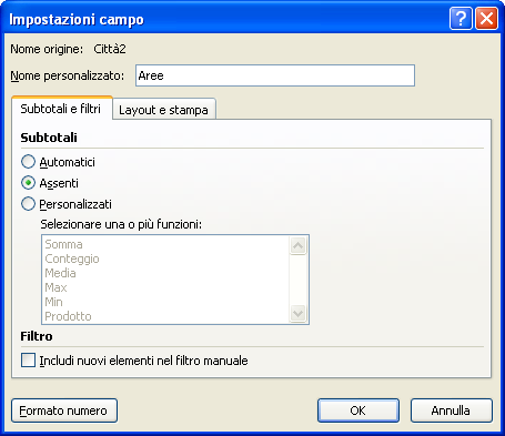 G. Pettarin ECDL Modulo 4: Excel 164 Scrivi Aree come Nome personalizzato.