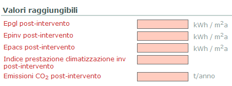 Per ogni intervento vengono richiesti i seguenti dati: descrizione dell intervento; energia primaria risparmiata; costo dell intervento; tempo di ritorno semplice; VAN.