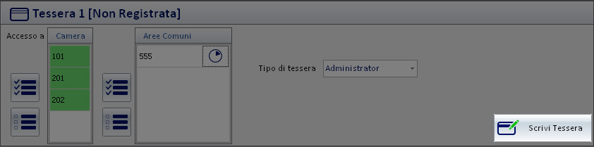 Il pulsante Scrivi Tessera Nell area riservata ai dati della tessera è presente il pulsante Scrivi Tessera.