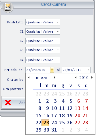 Compare la rappresentazione dei giorni del mese, della quale è possibile modificare il mese e l anno. Dopo aver impostato il mese è l anno corretti, selezionare il giorno desiderato.