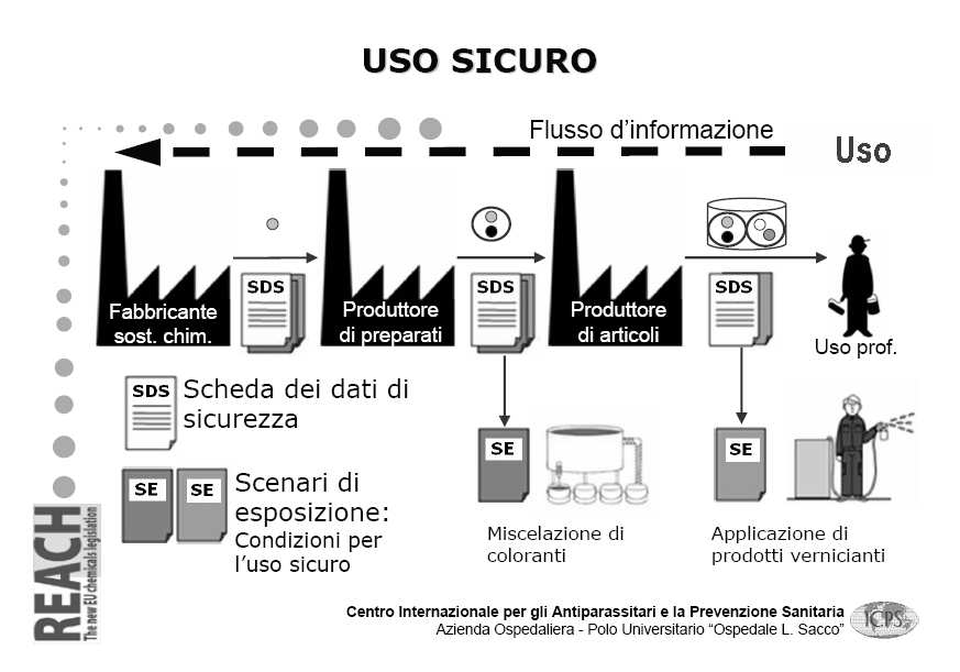 La SDS estesa e le miscele Lo SE deve essere allegato alle SDS da chi ha l obbligo di preparare un CSR per una sostanza (pericolosa q >10 t/anno o DU con uso diverso) I DU possono scegliere come