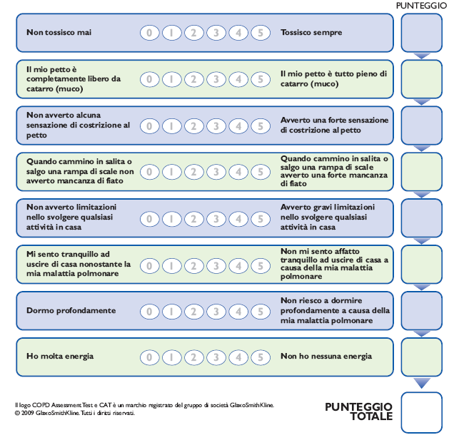 Il Paziente rientra quindi in una delle 4 categorie illustrate nella tabella seguente: Paziente Caratteristiche Classificazione spirometrica A B C D Basso rischio